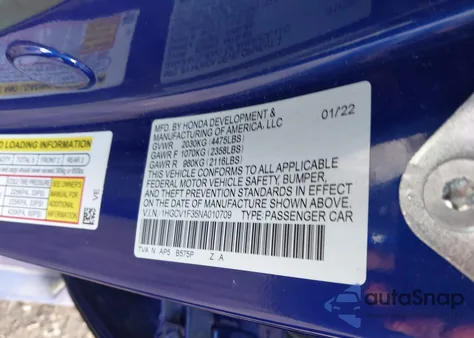 2022 Honda Accord Sport from USA, damaged, VIN 1HGCV1F35NA010709